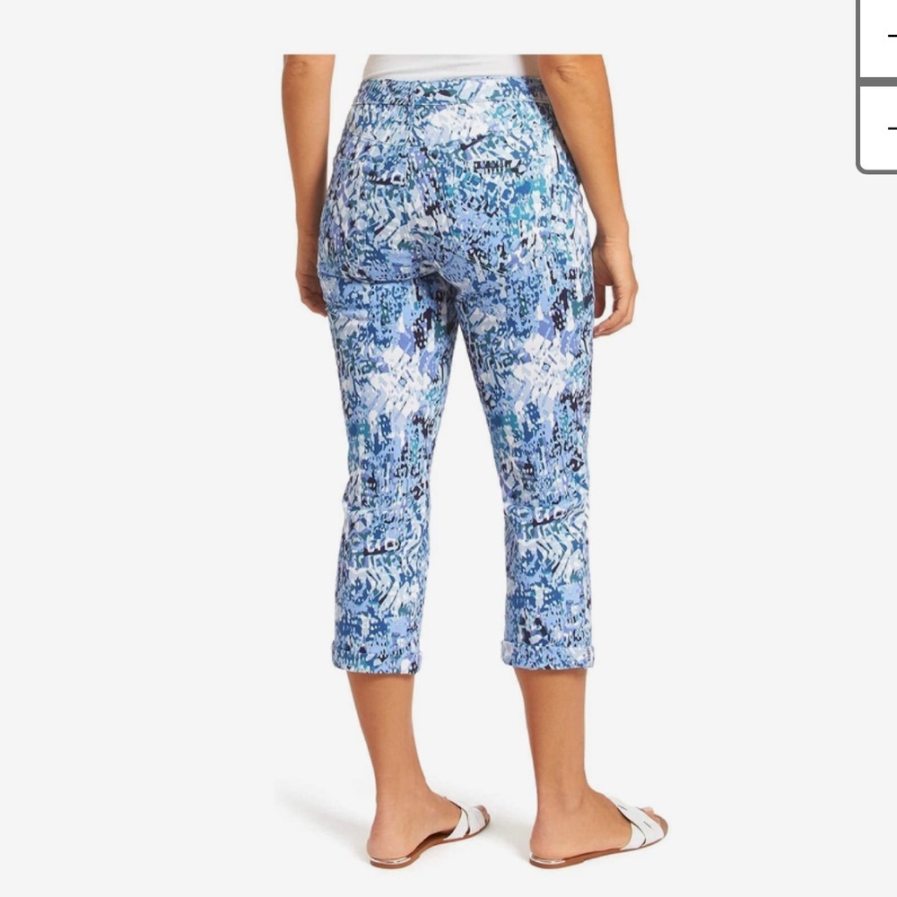 NEW Nine West Christie Capri Denim blue print high rise jeans size 10 stretch